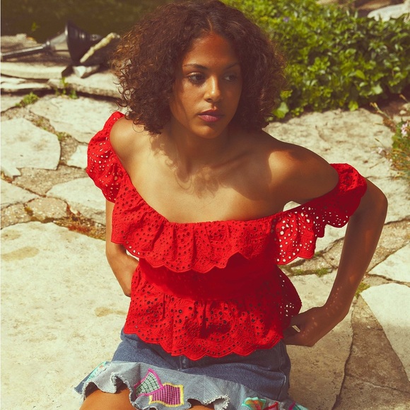 Zara red summer strappy top - Picture 1 of 4
